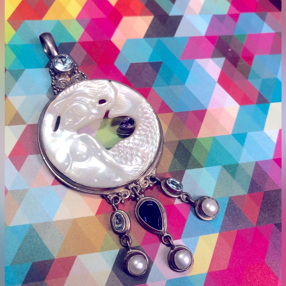 Rare Sterling Silver Sajen Mermaid Pendant